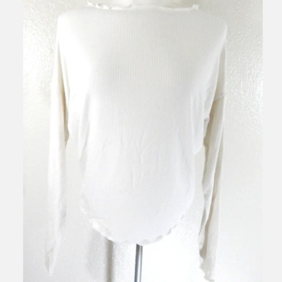 Free People FP Beach Ribbed Lettuce Trim Tee - Picture 1 of 3